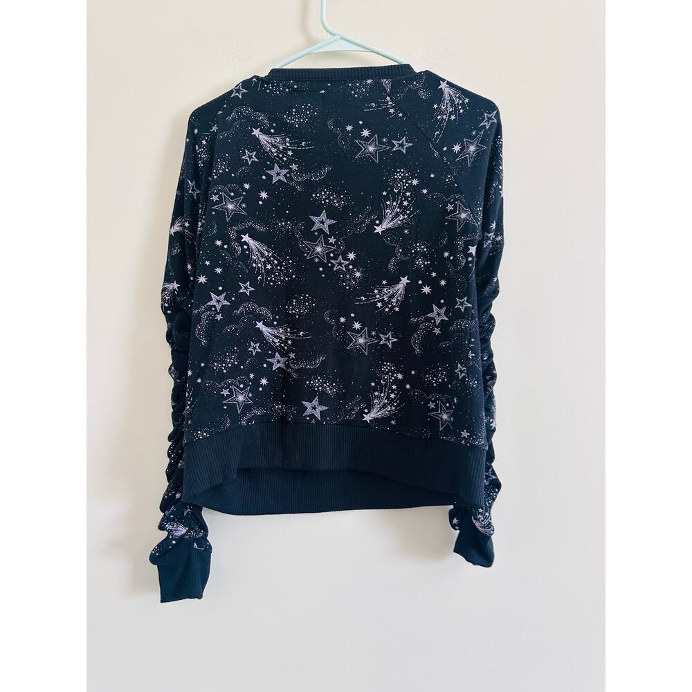 Chaser NWT Shirred Sleeve Star Print Sweater Size Small - Picture 3 of 4